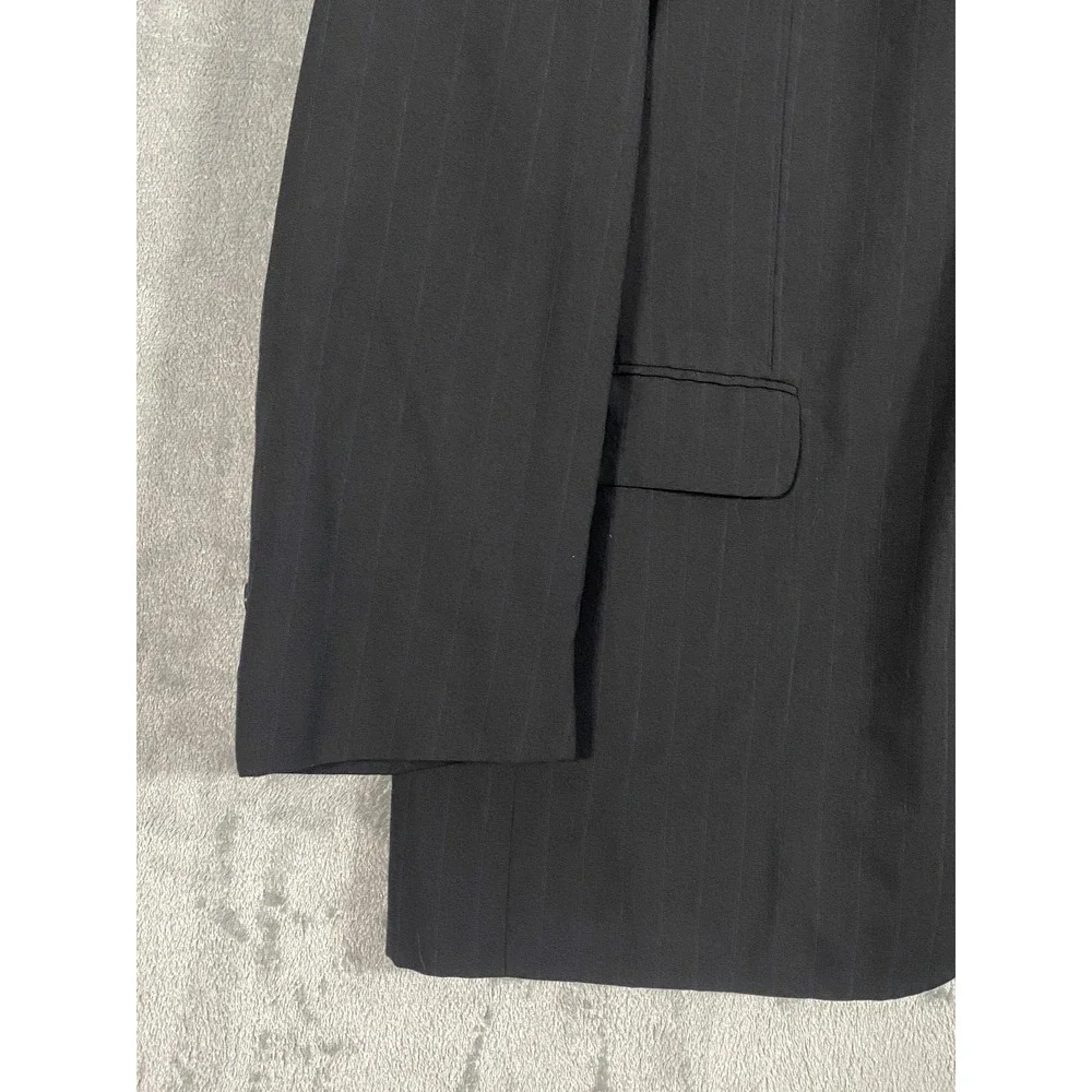 Towncraft Pinstripe‎ Blazer Jacket Mens 44L Charcoal Wool Blend 2 Button Career